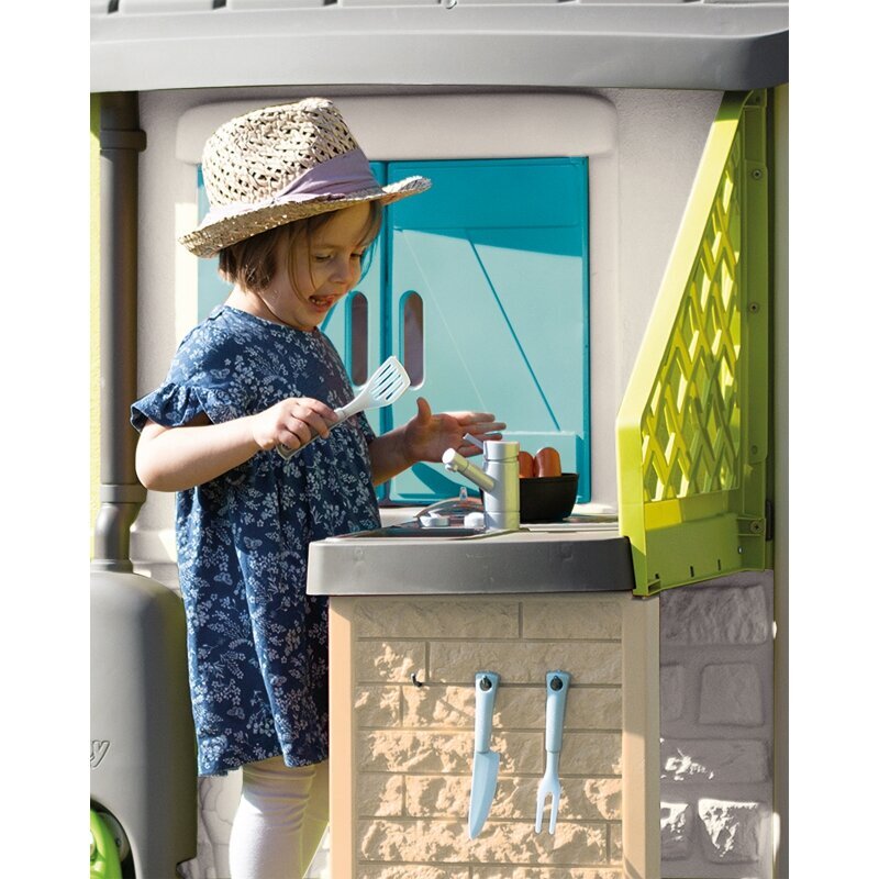 Vasaras virtuve bērnu dārza mājai Smoby, Neo Jura, zaļā, 98 cm x 54 cm x 34 cm  cena un informācija | Bērnu rotaļu laukumi, mājiņas | 220.lv