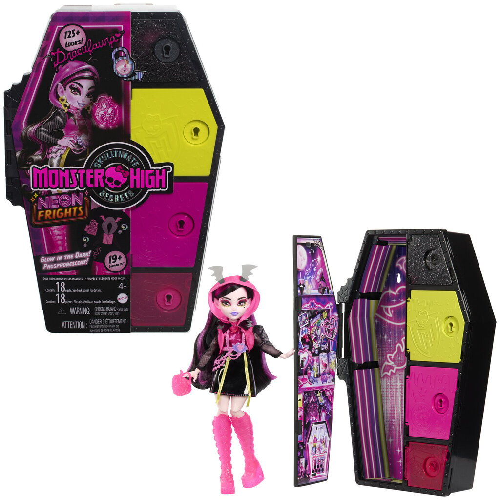 Lelle ar pārsteigumiem Monster High Skulltimates, Draculaura cena un informācija | Rotaļlietas meitenēm | 220.lv