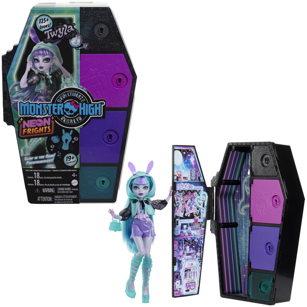 Lelle ar pārsteigumiem Monster High Skulltimates Neon Frights Twyla cena un informācija | Rotaļlietas meitenēm | 220.lv