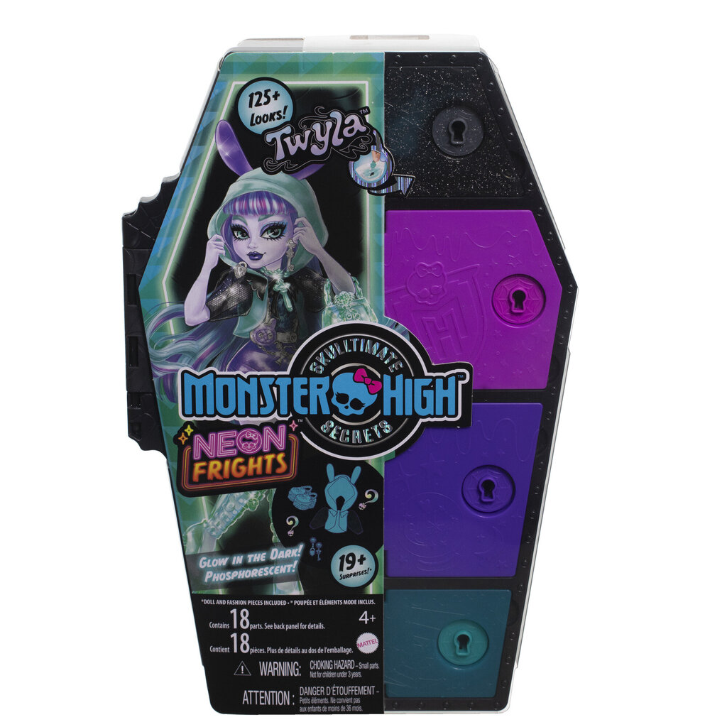 Lelle ar pārsteigumiem Monster High Skulltimates Neon Frights Twyla cena un informācija | Rotaļlietas meitenēm | 220.lv