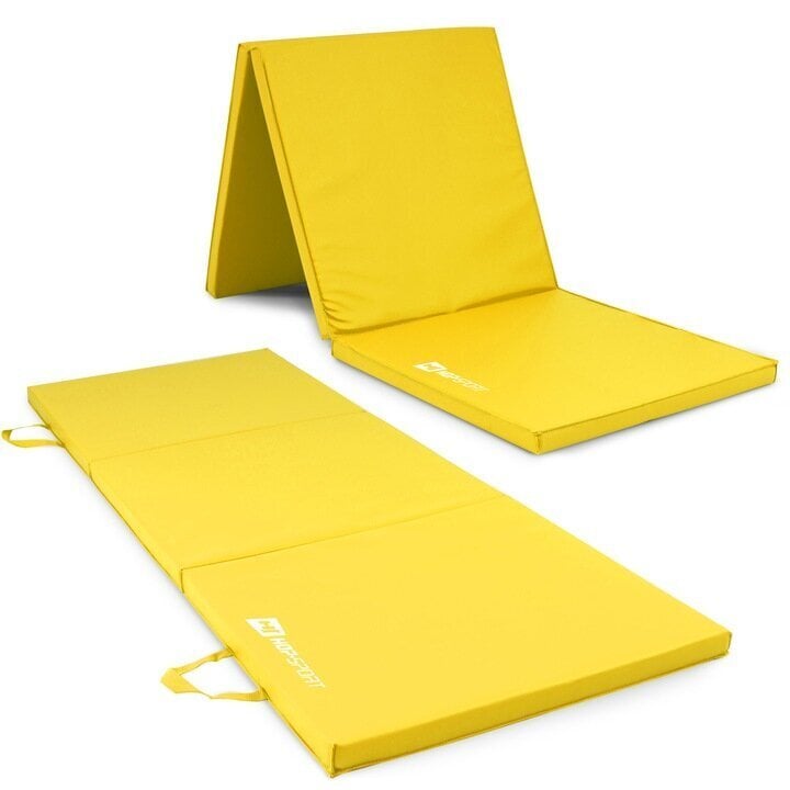 Vingrošanas paklājiņš Hop-Sport, 180 x 60 cm, dzeltens cena un informācija | Vingrošanas paklāji | 220.lv