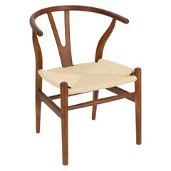 Плетеный Цвет натуральный/темно-коричневый Кресло в стиле Wishbone цена и информация | Стулья для кухни и столовой | 220.lv