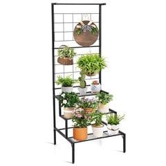 3-х уровневая отдельно стоящая подставка для растений со решеткой Costway 60 x 57 x 157 см цена и информация | Подставки для цветов, держатели для вазонов | 220.lv