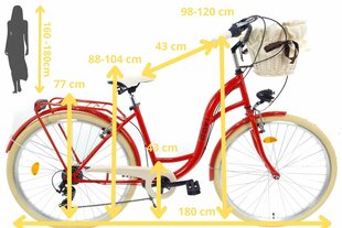 Sieviešu velosipēds Davi Emma 28, sarkans цена и информация | Велосипеды | 220.lv