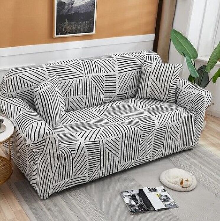 2-vietīgs dīvāna pārvalks ar lineāru rakstu cena un informācija | Mēbeļu pārvalki | 220.lv