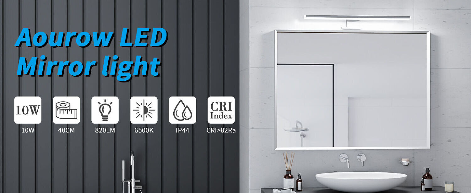 LED vannas istabas spoguļgaisma Aorow10W 40cm IP44 cena un informācija | Sienas lampas | 220.lv