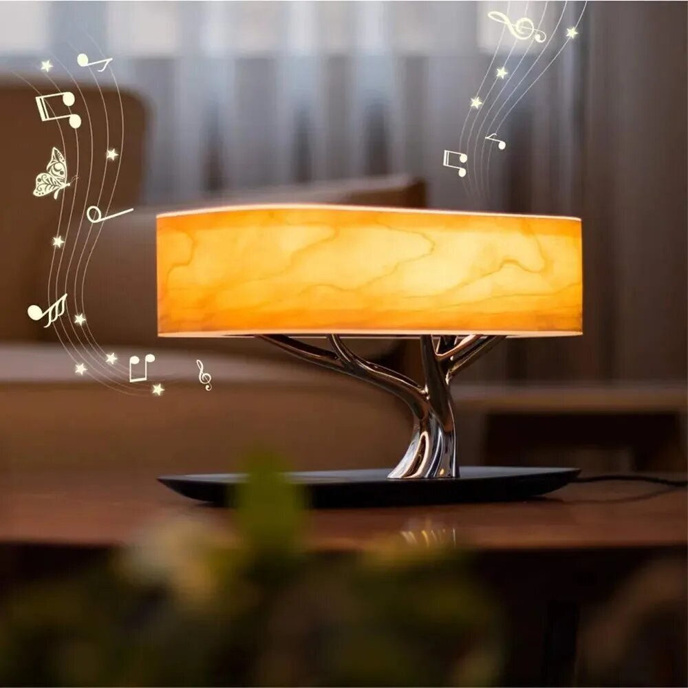 LED galda lampa ar skaļruni un bezvadu uzlādes funkciju cena un informācija | Galda lampas | 220.lv