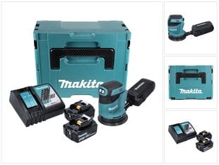 Аккумуляторная эксцентриковая шлифовальная машинка Makita DBO 180 RTJ, 18 В, с аккумулятором и зарядным блоком цена и информация | Шлифовальные машины | 220.lv