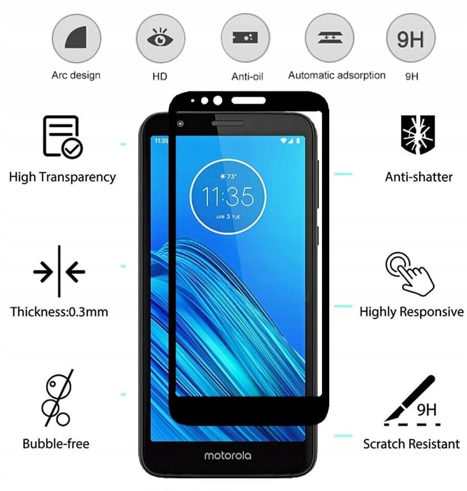 ScreenPro 9D Motorola Moto E6 cena un informācija | Ekrāna aizsargstikli | 220.lv