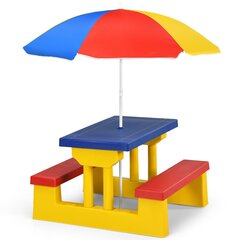 Bērnu piknika galda komplekts ar noņemamu lietussargu Costway, dažādas krāsas cena un informācija | Dārza mēbeles bērniem | 220.lv