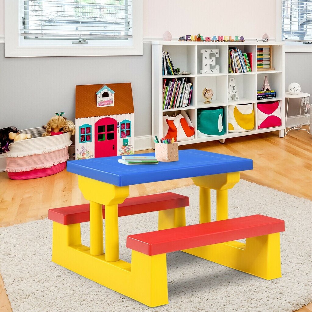 Bērnu piknika galda komplekts ar noņemamu lietussargu Costway, dažādas krāsas cena un informācija | Dārza mēbeles bērniem | 220.lv