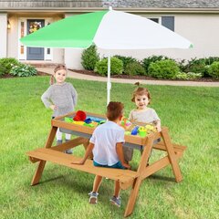 Bērnu piknika galds ar lietussargu Costway, 92x86x50 cm, dažādas krāsas cena un informācija | Dārza mēbeles bērniem | 220.lv