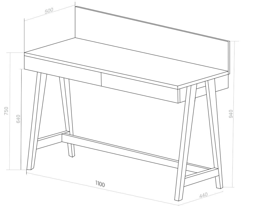 Rakstāmgalds Luka, 110x50 cm, dzeltens cena un informācija | Datorgaldi, rakstāmgaldi, biroja galdi | 220.lv