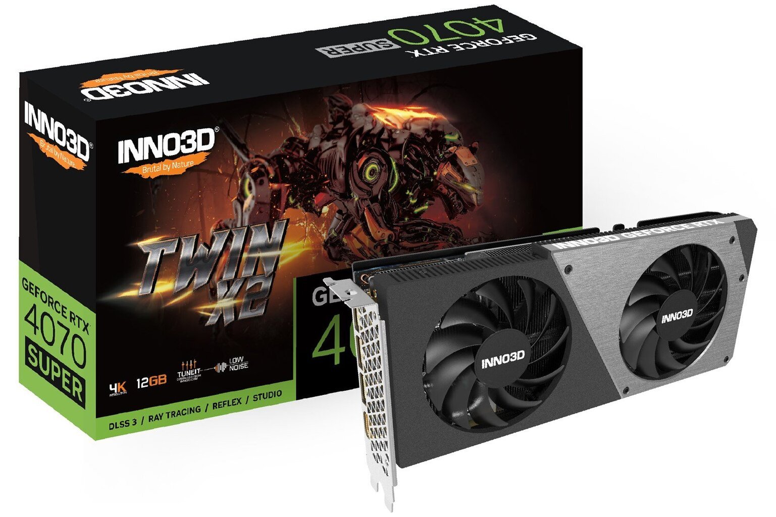 Inno3D GeForce RTX 4070 Super Twin X2 (N407S2-126X-186162N) cena un informācija | Videokartes (GPU) | 220.lv