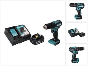 Аккумуляторная ударная дрель Makita DHP 483 RG1 18 В 40 Нм + 1х аккумулятор 6,0 Ач + устройство для зарядки цена и информация | Шуруповерты, дрели | 220.lv