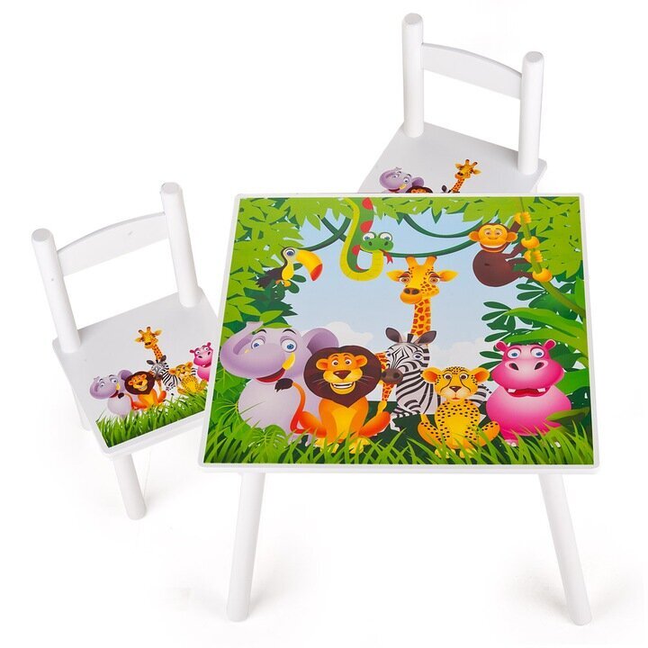 Galds ar diviem krēsliem Animals цена и информация | Bērnu krēsliņi un bērnu galdiņi | 220.lv
