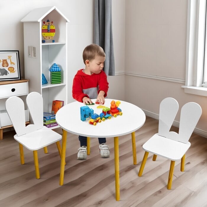 Bērnu galds ar krēsliem Montepi, balts цена и информация | Bērnu krēsliņi un bērnu galdiņi | 220.lv