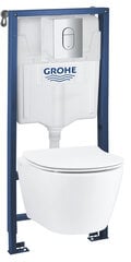 GROHE Solido 4in1: WC Serel Rimless + lēni nolaižams vāks, hromēta spiedpoga Arena Cosmopolitan, montāžas furnitūra, 101046SH0H цена и информация | Унитазы | 220.lv