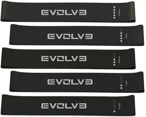 Pretestības gumiju komplekts Evolve Mini Bands 5in1, 25cm, melns cena un informācija | Fitnesa gumijas, gredzeni | 220.lv