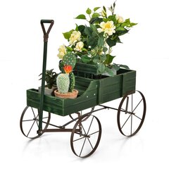 Подставка для растений на колесах Costway, 62 x 34 x 60 см, зеленая цена и информация | Подставки для цветов, держатели для вазонов | 220.lv