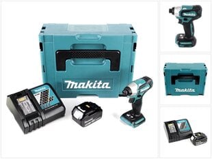Akumulatora trieciena skrūvgriezis Makita DTD 155 RT1J 18 V Makpac + 1 x BL1850 5,0 Ah baterija + 1 x DC 18 RC lādētājs cena un informācija | Skrūvgrieži, urbjmašīnas | 220.lv