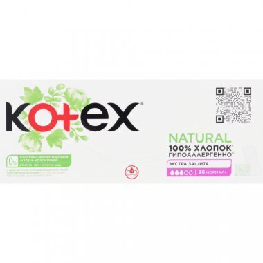 Higiēniskie ielikņi Kotex Natural Normal+, 36 gab. цена и информация | Tamponi, higiēniskās paketes, ieliktnīši | 220.lv