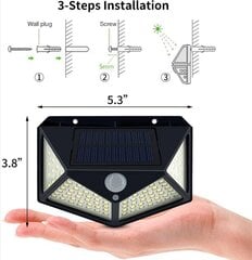 Apgaismojums ar LED āra lampām un saules bateriju 100-SMD, 2gab. цена и информация | Уличное освещение | 220.lv