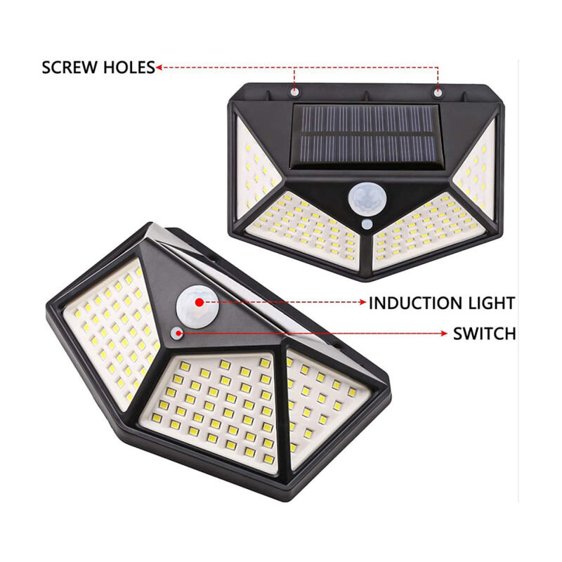 Apgaismojums ar LED āra lampām un saules bateriju 100-SMD, 2gab. цена и информация | Āra apgaismojums | 220.lv