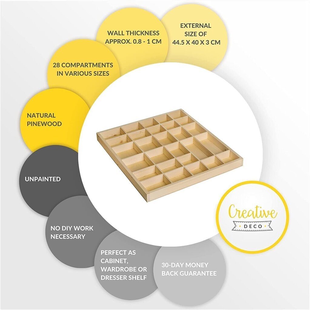 Koka mantu kaste 28 nodalījumi 44,5 x 40cm cena un informācija | Veļas grozi un mantu uzglabāšanas kastes | 220.lv