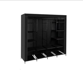 Большой складной тканевый шкаф - черный, 170х170х40 см цена и информация | Шкафы | 220.lv