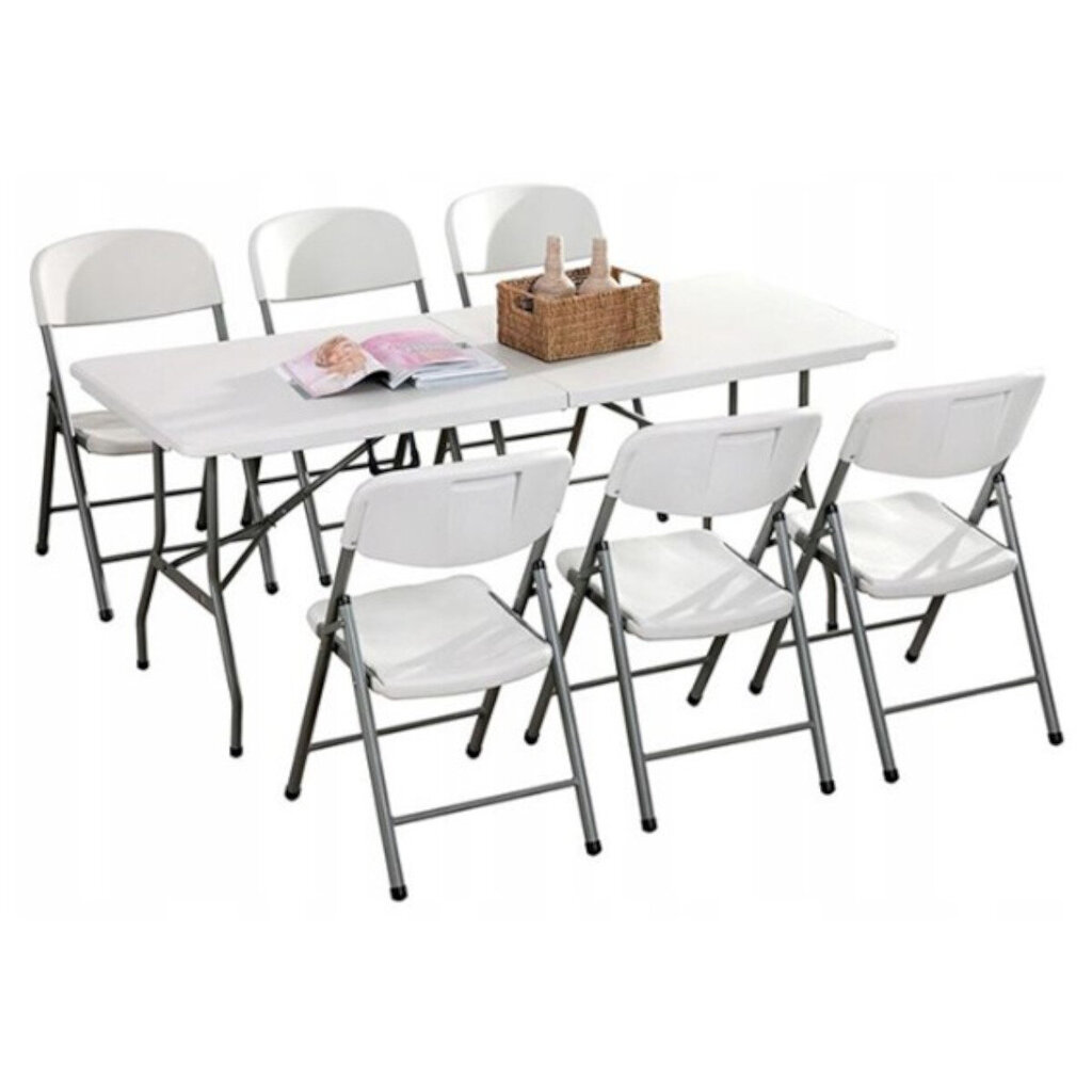 Dārza mēbeļu komplekts, 1 galds + 6 krēsli, plastmasa, vikings, balts цена и информация | Dārza mēbeļu komplekti | 220.lv