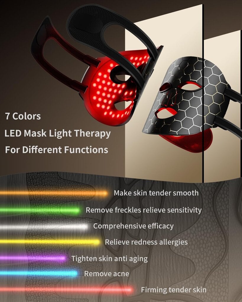 LED sejas maska ar gaismas terapiju cena un informācija | Sildošās preces | 220.lv