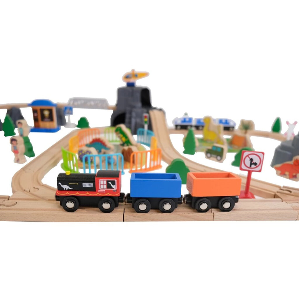 Koka sliežu ceļa kravas vilcienu un dinozauru komplekts Livman AC7558, 90+d. cena un informācija | Rotaļlietas zēniem | 220.lv