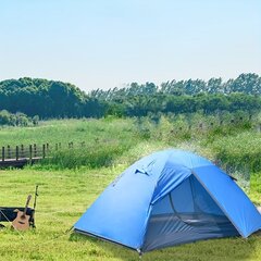 Палатка двухслойная двухместная, синяя цена и информация | Палатки | 220.lv