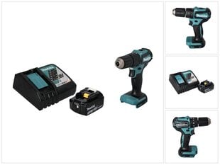 Аккумуляторная ударная дрель Makita DHP 483 RM1 18 В 40 Нм + 1х аккумулятор 4,0 Ач + устройство для зарядки цена и информация | Шуруповерты, дрели | 220.lv