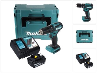 Аккумуляторная ударная дрель Makita DHP 483 RG1J 18 В 40 Нм + 1х аккумулятор 6,0 Ач + зарядный блок + Makpac цена и информация | Шуруповерты, дрели | 220.lv