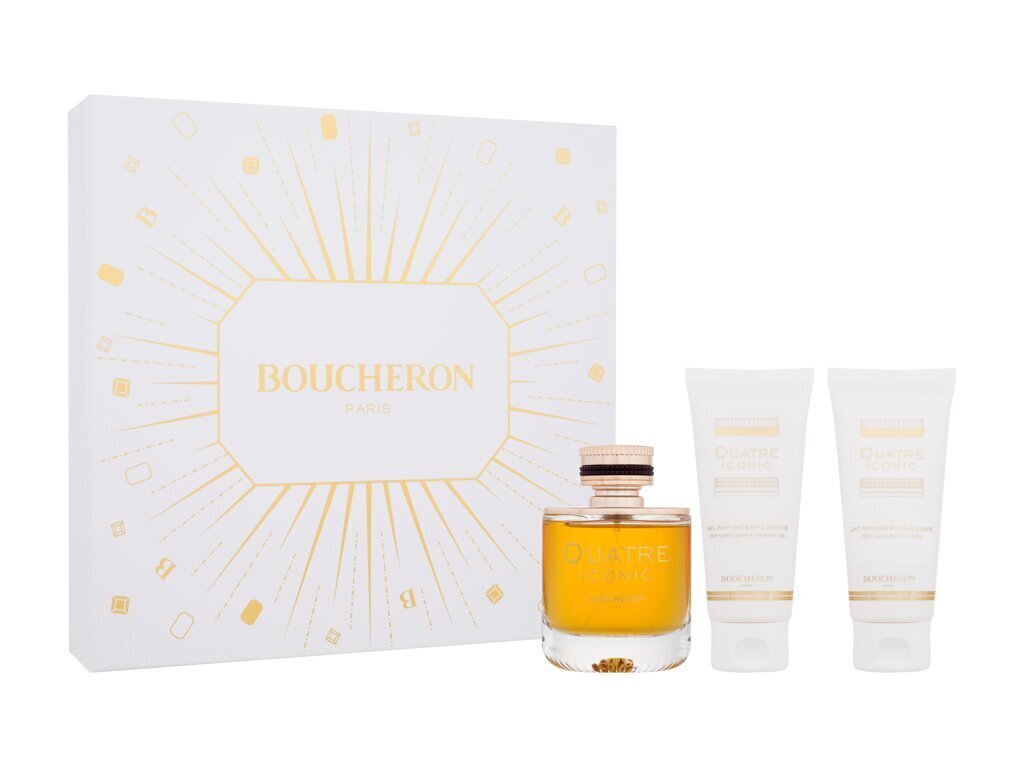 Komplekts Boucheron Ladies Quatre Iconic Gift Set sievietēm: parfimērijas ūdens EDP, 100 ml + ķermeņa losjons, 100 ml + dušas želeja, 100 ml cena un informācija | Sieviešu smaržas | 220.lv