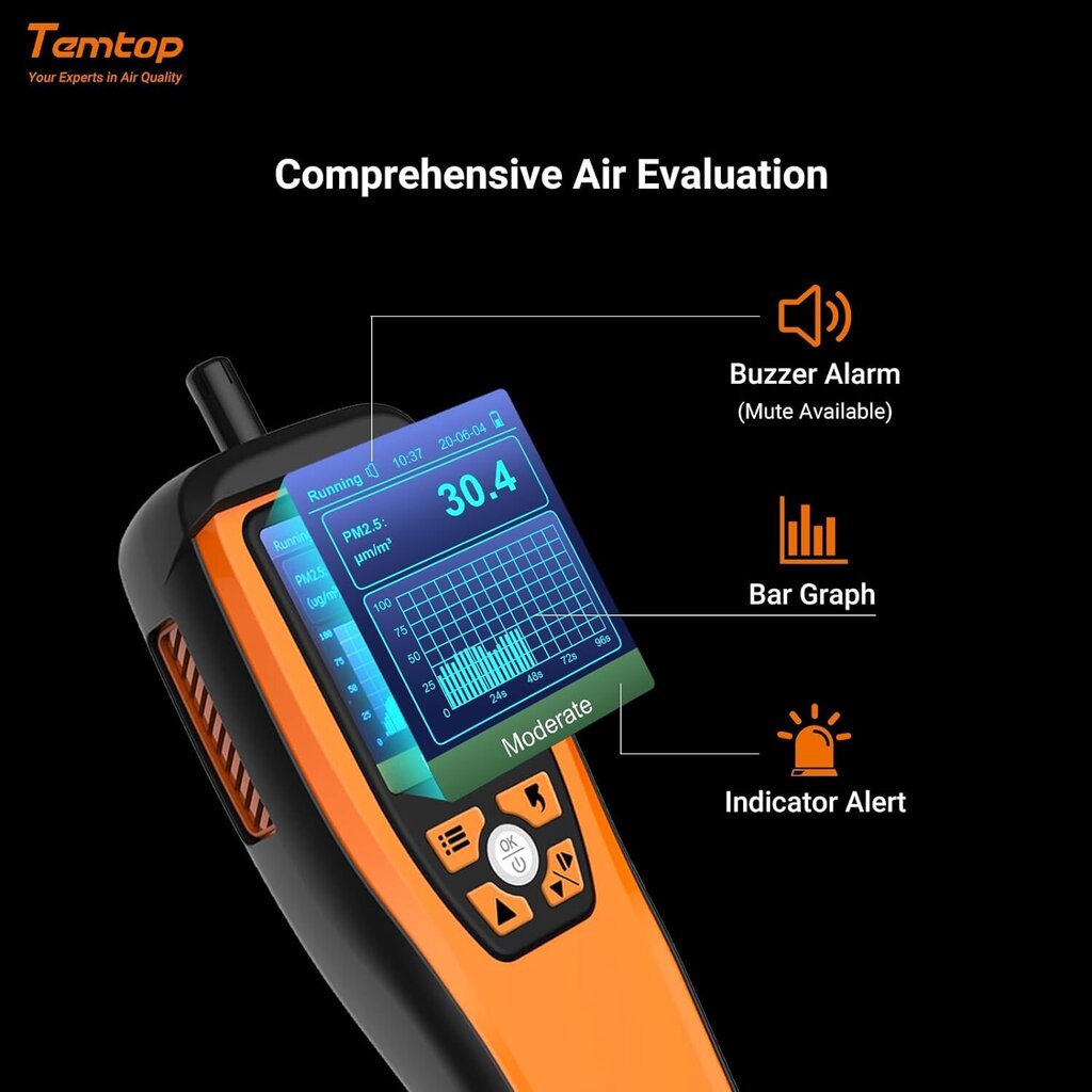 Iekštelpu gaisa kvalitātes detektors Temtop CO2 cena un informācija | Mitruma, temperatūras, pH, ORP mērītāji | 220.lv