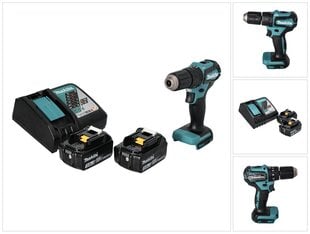 Аккумуляторная ударная дрель Makita DHP 483 RF 18 В 40 Нм + 2х аккумулятора 3,0 Ач + устройство для зарядки цена и информация | Шуруповерты, дрели | 220.lv