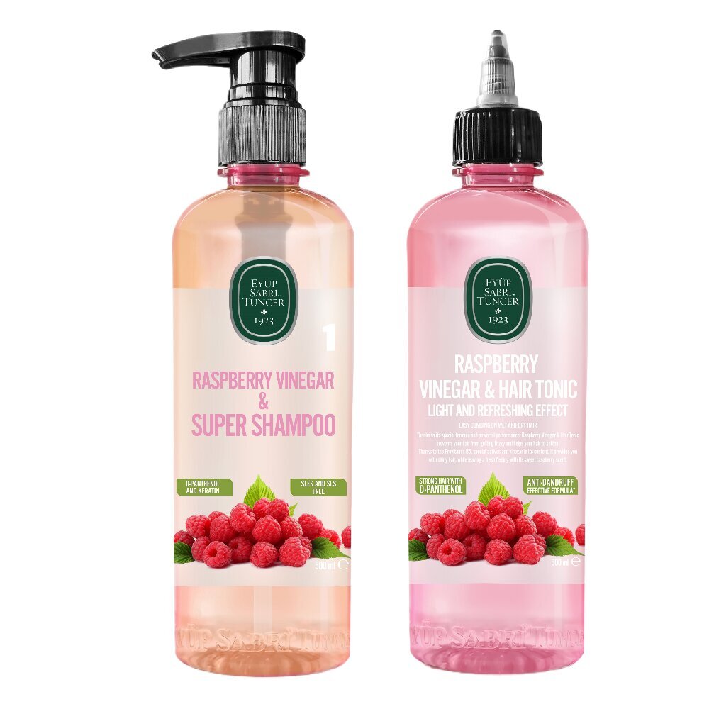 Matu kopšanas komplekts Eyup Sabri Tuncer Super Shampoo & Hair Tonic with Raspberry Vinegar, 2 gab. cena un informācija | Šampūni | 220.lv
