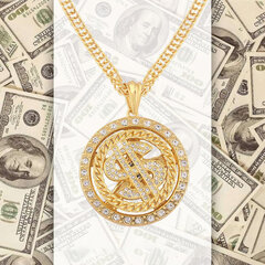 Ожерелье со знаком доллара и цепочкой цена и информация | Украшения на шею | 220.lv