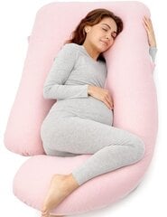 Daudzfunkcionāls grūtniecības spilvens ar Momcozy Jersey Cotton, rozā, 68 x 144 cm cena un informācija | Grūtnieču spilveni | 220.lv