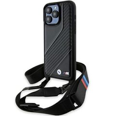 BMW BMHCP15L23PSCCK iPhone 15 Pro 6.1" czarny|black hardcase M Edition Carbon Stripe & Strap цена и информация | Чехлы для телефонов | 220.lv