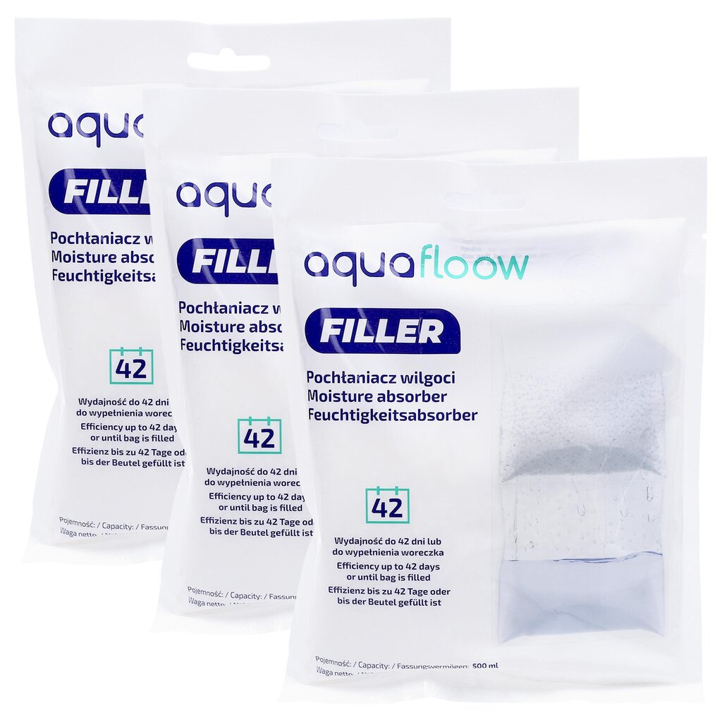 3x AquaFloow Refiller mitruma absorbents 500 ml ar piekariņu - bez smaržas cena un informācija | Gaisa sausinātāji, mitruma savācēji | 220.lv