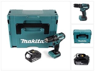 Аккумуляторная ударная дрель Makita DHP 483 M1J 18 В 40 Нм + 1 аккумулятор 4,0 Ач + Makpac - без зарядного блока цена и информация | Шуруповерты, дрели | 220.lv