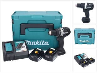 Ударная дрель Makita Dhp 484 Rmjb, 18 В, с аккумулятором и зарядным блоком цена и информация | Шуруповерты, дрели | 220.lv