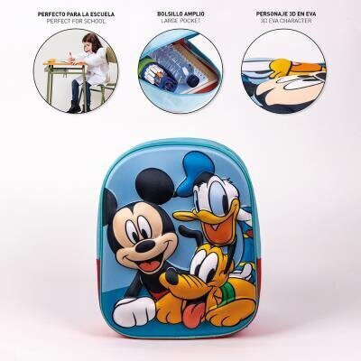 Bērnu mugursoma 3D Mikipele (Mickey Mouse) Cerda, zila cena un informācija | Skolas somas | 220.lv