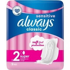 Прокладки гигиенические Always Classic Sensitive Maxi, 9 шт цена и информация | Тампоны, гигиенические прокладки для критических дней, ежедневные прокладки | 220.lv