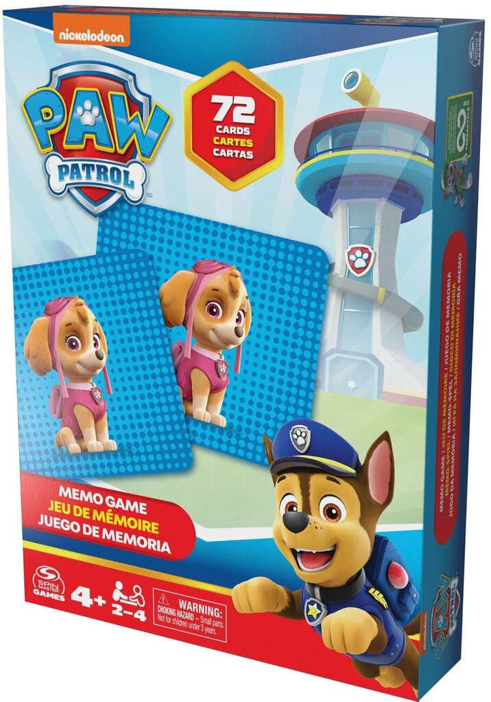 Kāršu spēle Paw Patrol Memo, 72 kārtis cena un informācija | Galda spēles | 220.lv