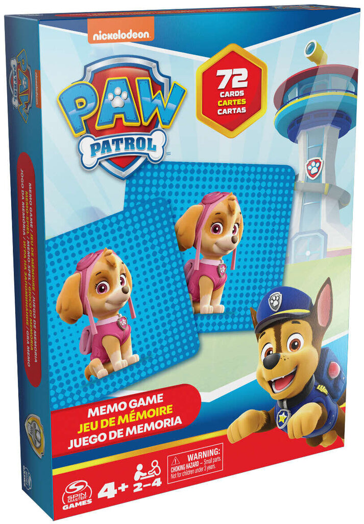 Kāršu spēle Paw Patrol Memo, 72 kārtis cena un informācija | Galda spēles | 220.lv